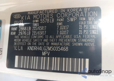 2021 Kia Sorento Hybrid Ex from USA, damaged, VIN KNDRH4LG2M5035468